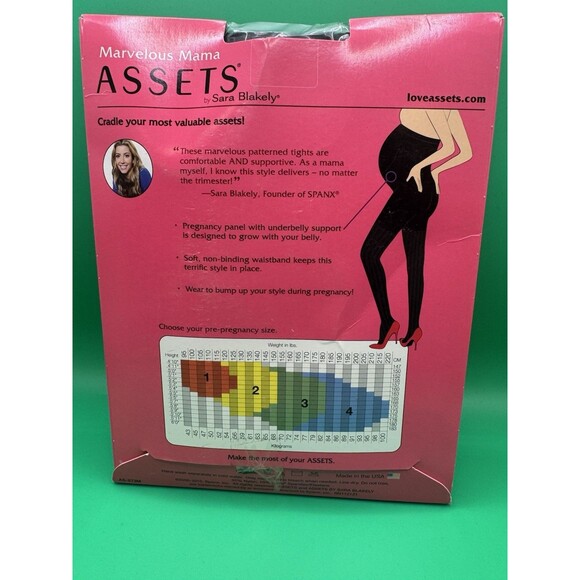 Assets by Sara Blakely Marvelous Mama Terrific Tights Black Opaque Stripe Size 4 - Picture 2 of 2